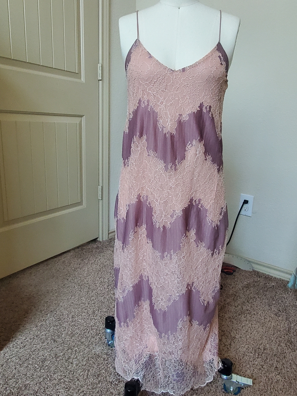 Lace Overlay Slip Dress in Dusty Rose and Blush